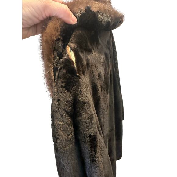 Michael’s Furs Lynn Mass Black Mink Fur Coat Brown collar Women's size Medium - Picture 4 of 13